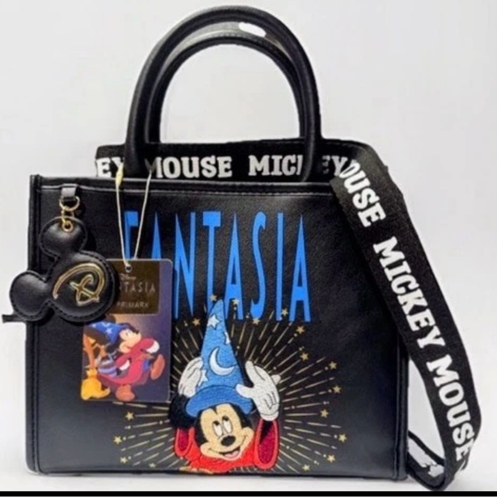 NWT Disney Black Fantasia Mickey Mouse Satchel with Blue Logo
